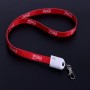 Corda para Pescoço Vermelha Personalizada & Cabo USB de Carregamento 2 em 1 com LOGO Cabo USB de Carregamento