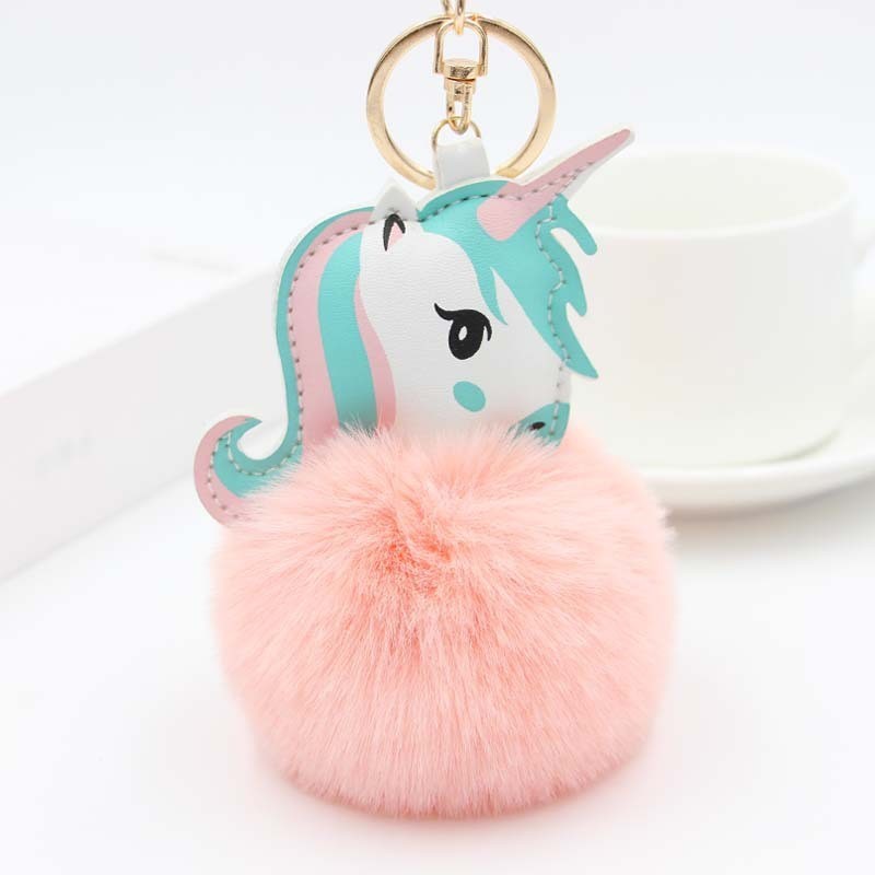 Chaveiro de Unicórnio com Pompom de Pelúcia