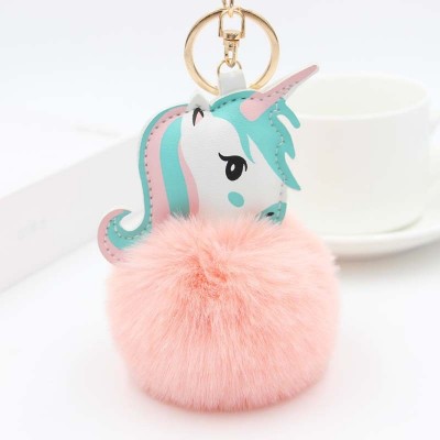 Chaveiro de Unicórnio com Pompom de Pelúcia