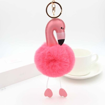 Chaveiro Personalizado de Flamingo com Bola de Pelo