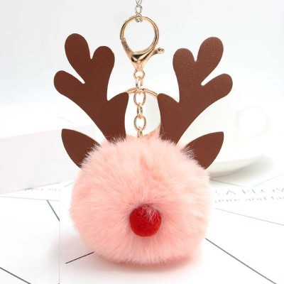 Chaveiro de Bola de Pelo de Veado de Natal