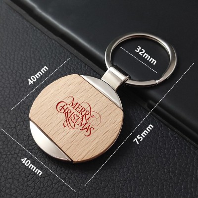 Chaveiro de Madeira Natural com Metal