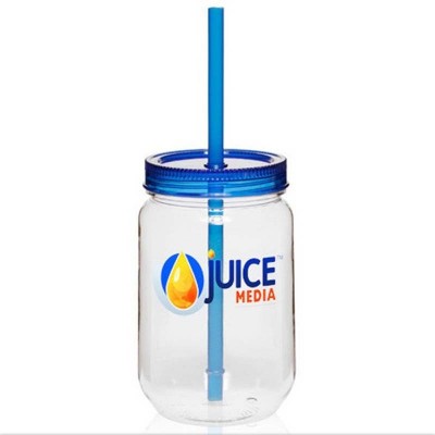 Copo Mason Jar com Canudo