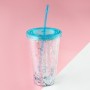 Copo de Água de Plástico Arco-Íris Copo de Bebida com Camada Dupla Fashion
