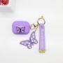 Estojo de Borracha para Airpods Pro com Chaveiro Roxo em PVC