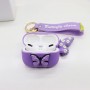 Estojo de Borracha para Airpods Pro com Chaveiro Roxo em PVC